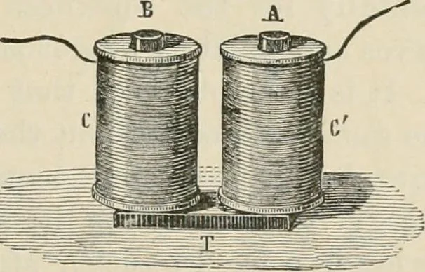 An illustration from Elementary treatise on electricity and magnetism : founded on Joubert's "Traité élémentaire d'électricité", 1909, leaf 402