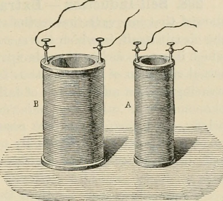 An illustration from Elementary treatise on electricity and magnetism : founded on Joubert's "Traité élémentaire d'électricité", 1909, leaf 418