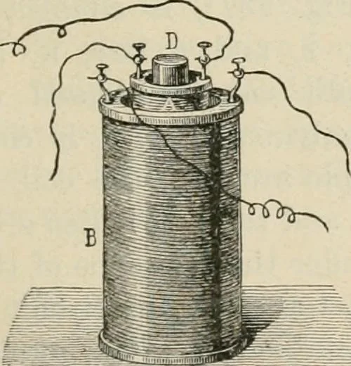 An illustration from Elementary treatise on electricity and magnetism : founded on Joubert's "Traité élémentaire d'électricité", 1909, leaf 418