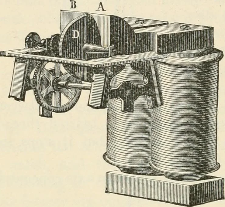 An illustration from Elementary treatise on electricity and magnetism : founded on Joubert's "Traité élémentaire d'électricité", 1909, leaf 447