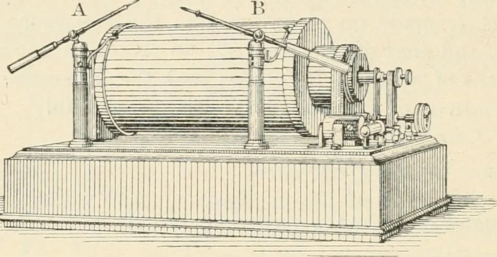 An illustration from Elementary treatise on electricity and magnetism : founded on Joubert's "Traité élémentaire d'électricité", 1909, leaf 577
