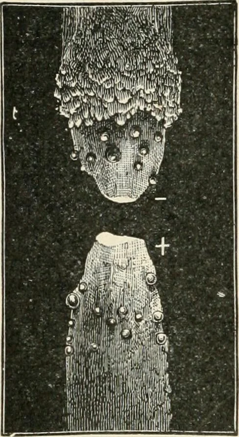 An illustration from Elementary treatise on electricity and magnetism : founded on Joubert's "Traité élémentaire d'électricité", 1909, leaf 585