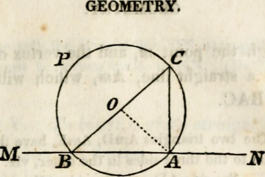 An illustration from An elementary treatise on geometry : simplified for beginners not versed in algebra, 1833, leaf 148