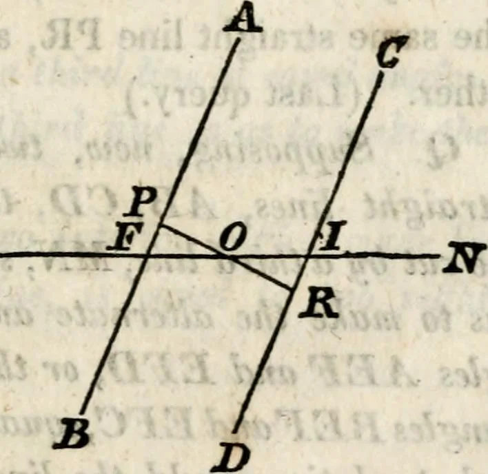 An illustration from An elementary treatise on geometry : simplified for beginners not versed in algebra, 1833, leaf 32