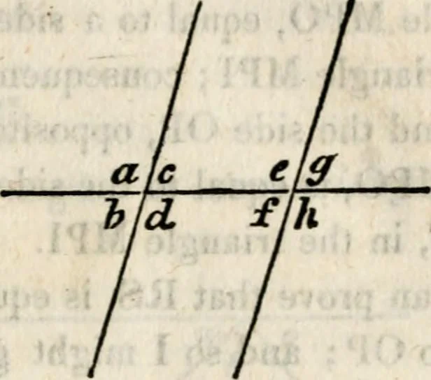 An illustration from An elementary treatise on geometry : simplified for beginners not versed in algebra, 1833, leaf 36