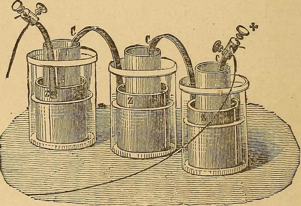 An illustration from Elementary treatise on electric batteries, 1880, leaf 105