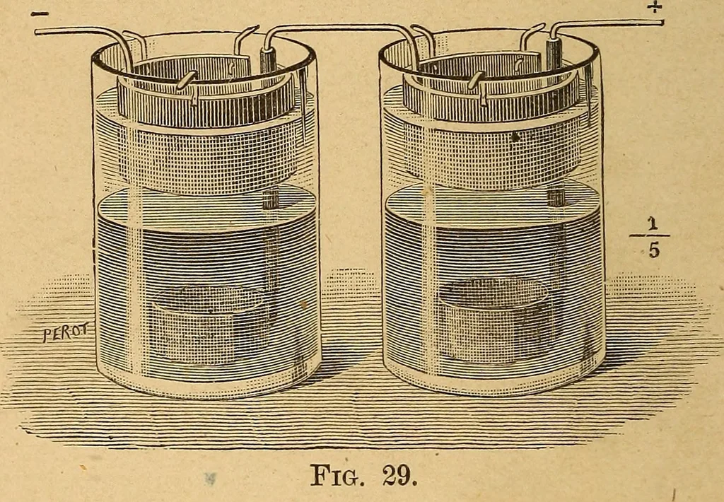 An illustration from Elementary treatise on electric batteries, 1880, leaf 137