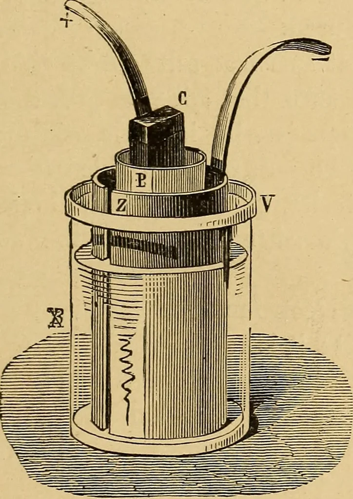 An illustration from Elementary treatise on electric batteries, 1880, leaf 160