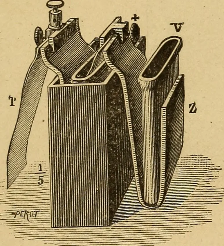An illustration from Elementary treatise on electric batteries, 1880, leaf 174