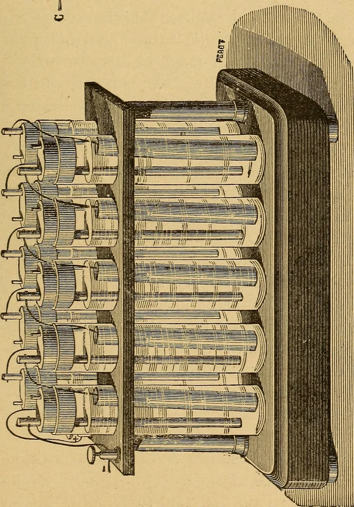 An illustration from Elementary treatise on electric batteries, 1880, leaf 222