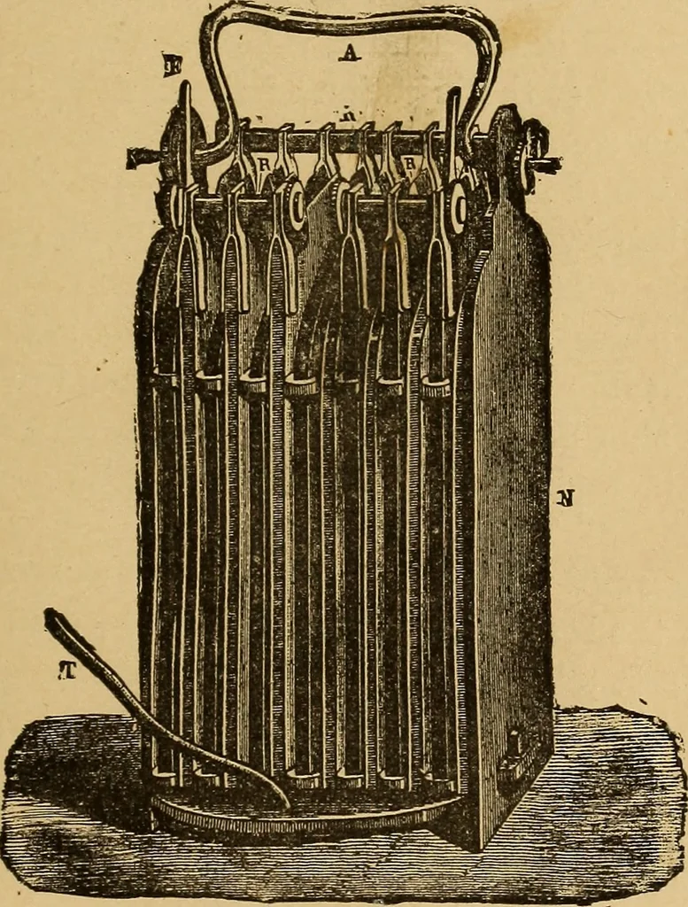 An illustration from Elementary treatise on electric batteries, 1880, leaf 244