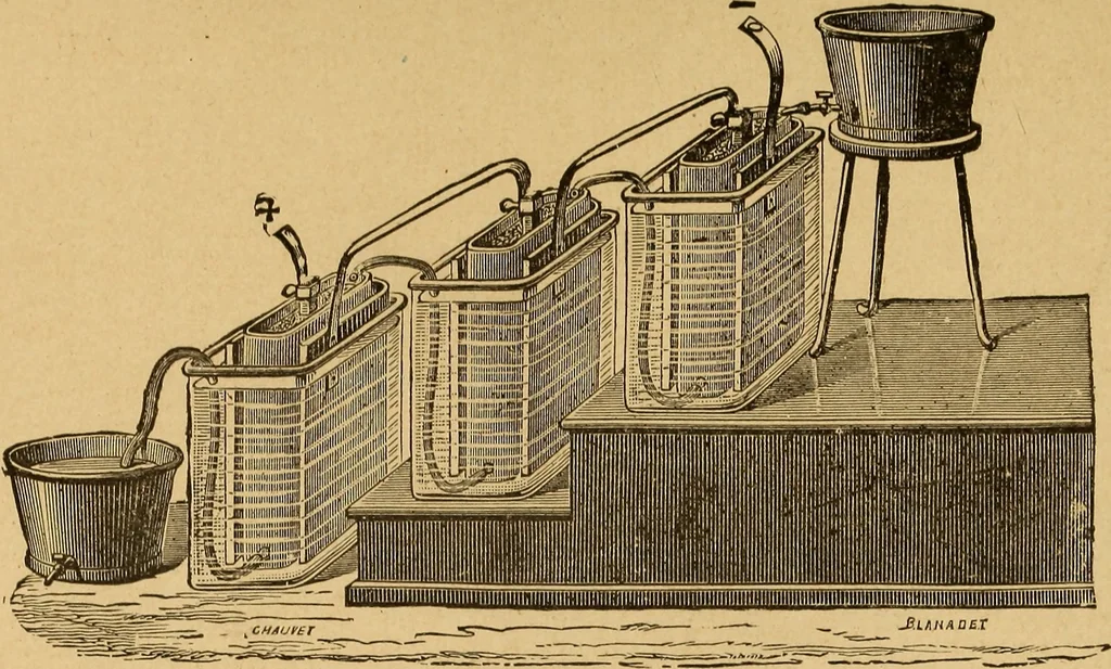 An illustration from Elementary treatise on electric batteries, 1880, leaf 250