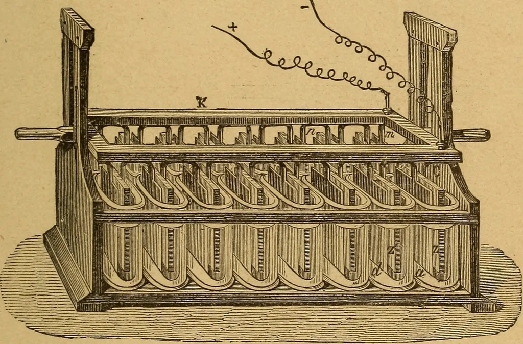 An illustration from Elementary treatise on electric batteries, 1880, leaf 34