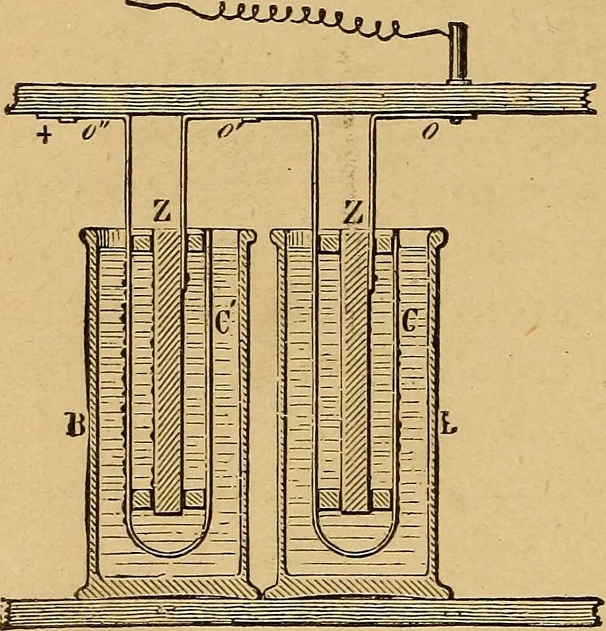 An illustration from Elementary treatise on electric batteries, 1880, leaf 35
