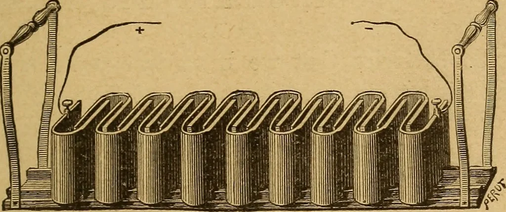 An illustration from Elementary treatise on electric batteries, 1880, leaf 38
