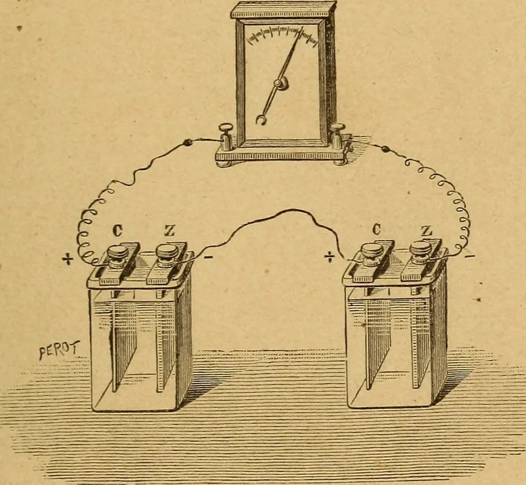 An illustration from Elementary treatise on electric batteries, 1880, leaf 46