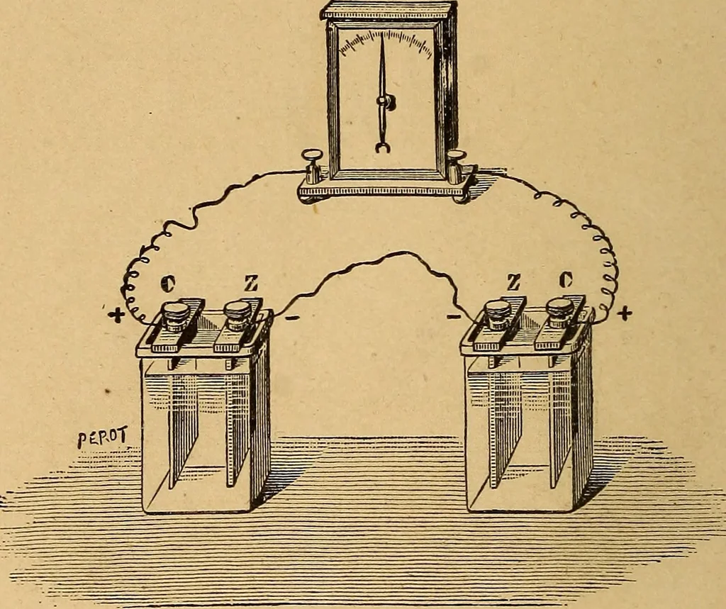 An illustration from Elementary treatise on electric batteries, 1880, leaf 47