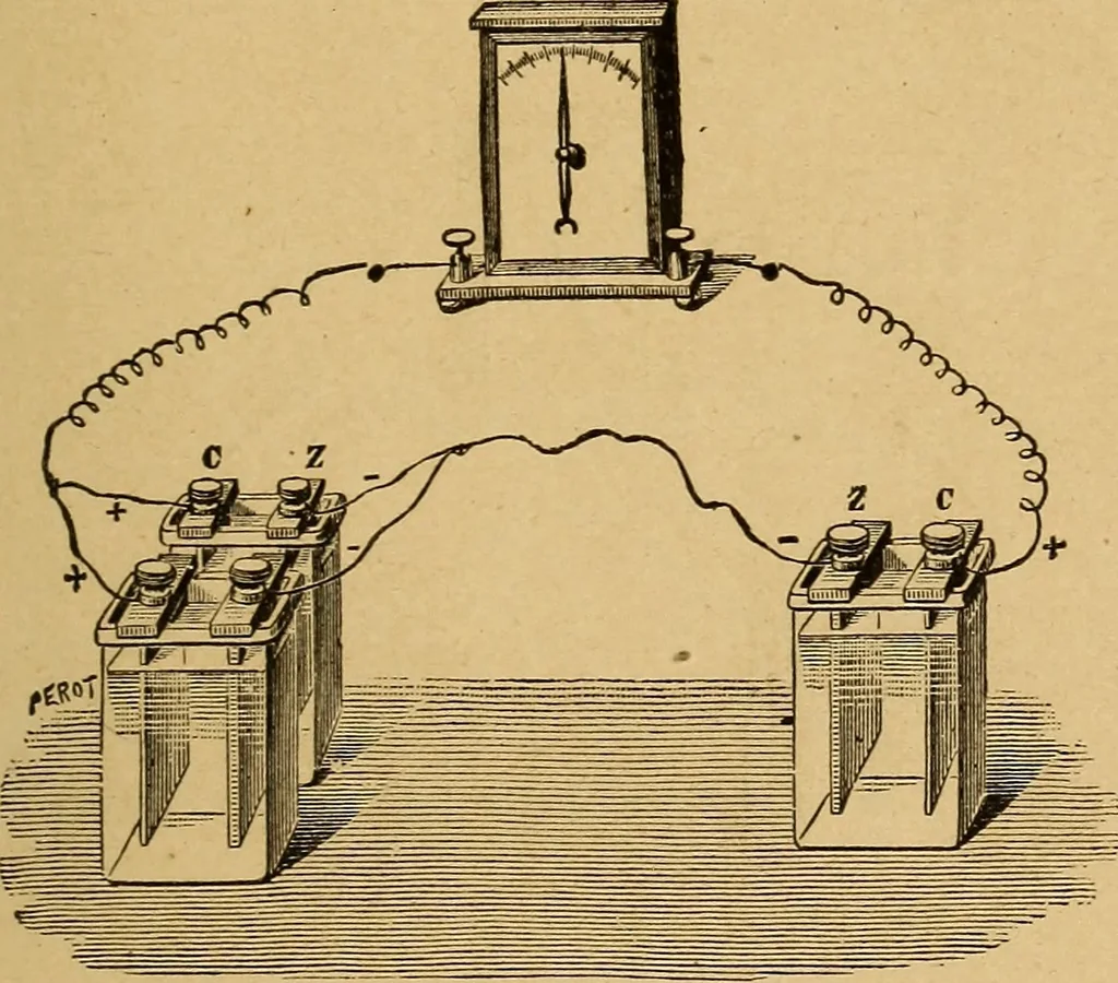 An illustration from Elementary treatise on electric batteries, 1880, leaf 48