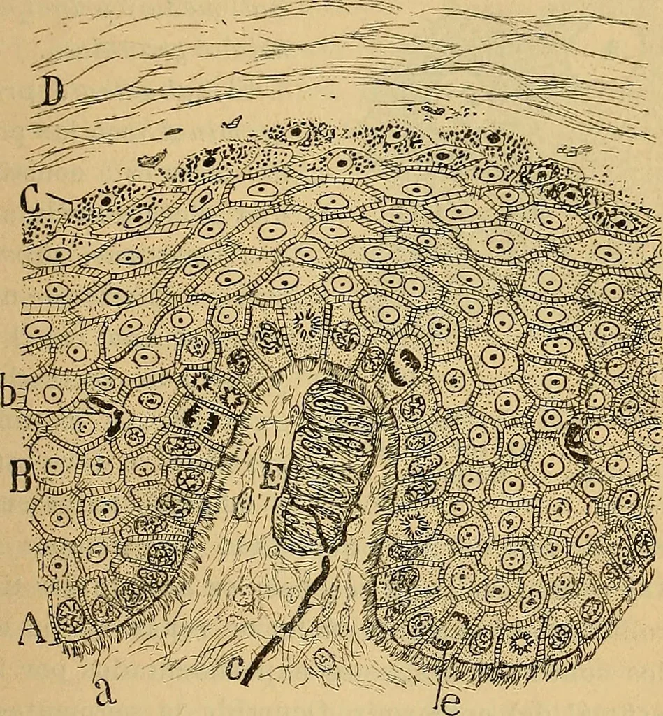 An illustration from Elementos de histología normal y de téchnica micrografica para uso de estudiantes, 1897, leaf 211