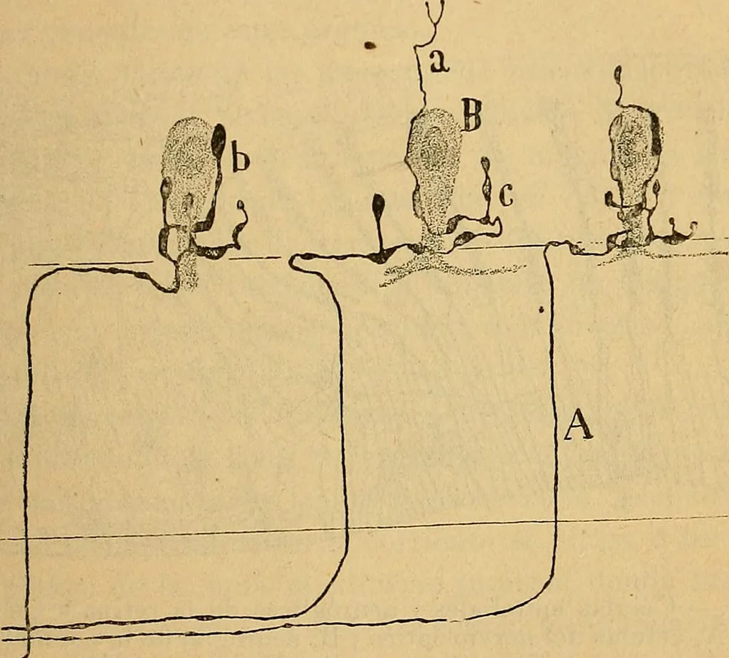 An illustration from Elementos de histología normal y de téchnica micrografica para uso de estudiantes, 1897, leaf 371
