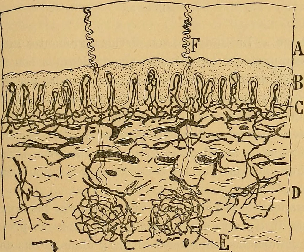 An illustration from Elementos de histología normal y de téchnica micrografica para uso de estudiantes, 1897, leaf 519