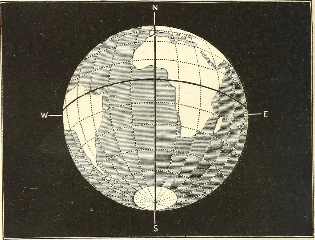 An illustration from Elements of astronomy: accompanied with numerous illustrations, a colored representation of the solar, stellar, and nebular spectra, and celestial charts of the northern and the southern hemisphere, 1875, leaf 105