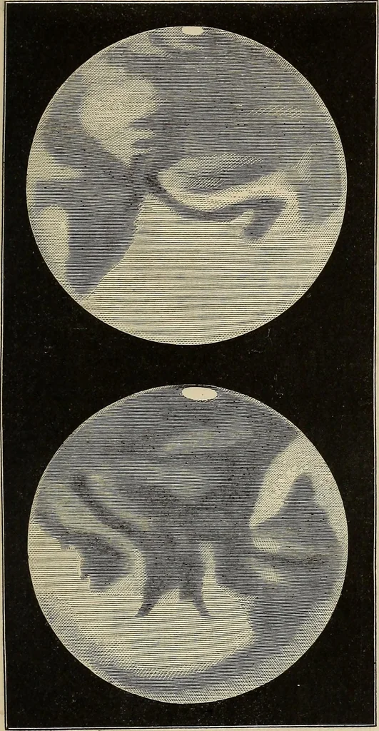 An illustration from Elements of astronomy: accompanied with numerous illustrations, a colored representation of the solar, stellar, and nebular spectra, and celestial charts of the northern and the southern hemisphere, 1875, leaf 146