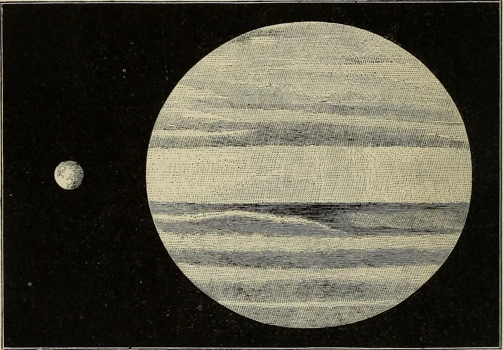 An illustration from Elements of astronomy: accompanied with numerous illustrations, a colored representation of the solar, stellar, and nebular spectra, and celestial charts of the northern and the southern hemisphere, 1875, leaf 149