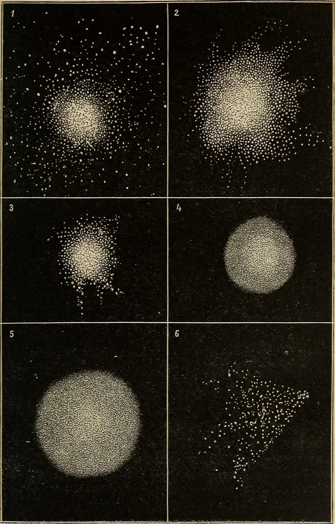 An illustration from Elements of astronomy: accompanied with numerous illustrations, a colored representation of the solar, stellar, and nebular spectra, and celestial charts of the northern and the southern hemisphere, 1875, leaf 54