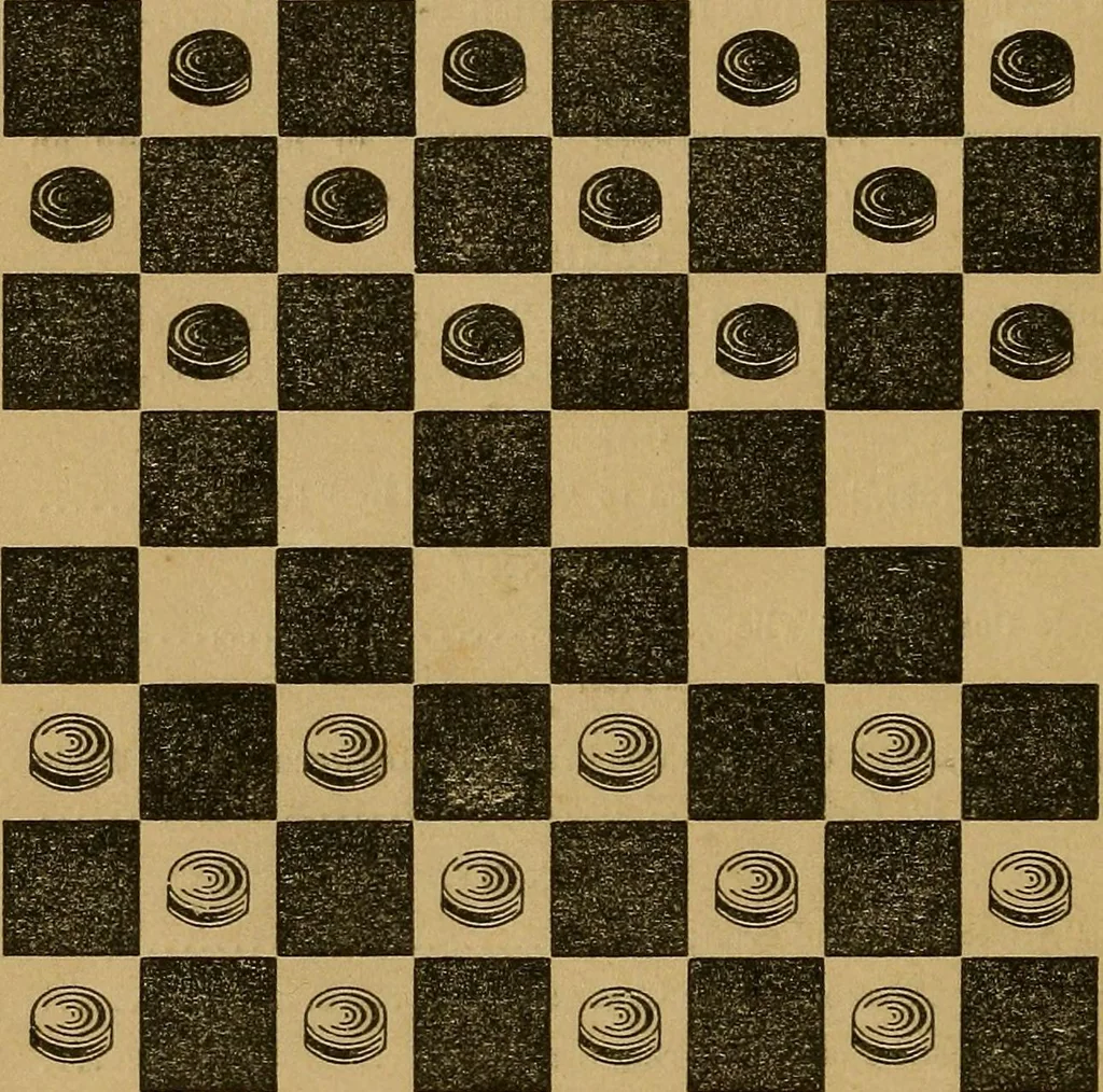 An illustration from The elements of draughts; or, Beginners' sure guide: containing a thorough and minute exposition of every principle separately explained: together with model games .., 1872, leaf 15