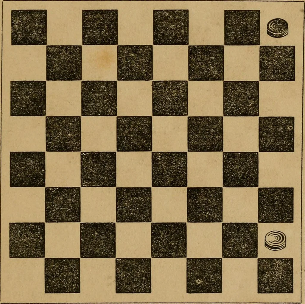An illustration from The elements of draughts; or, Beginners' sure guide: containing a thorough and minute exposition of every principle separately explained: together with model games .., 1872, leaf 26