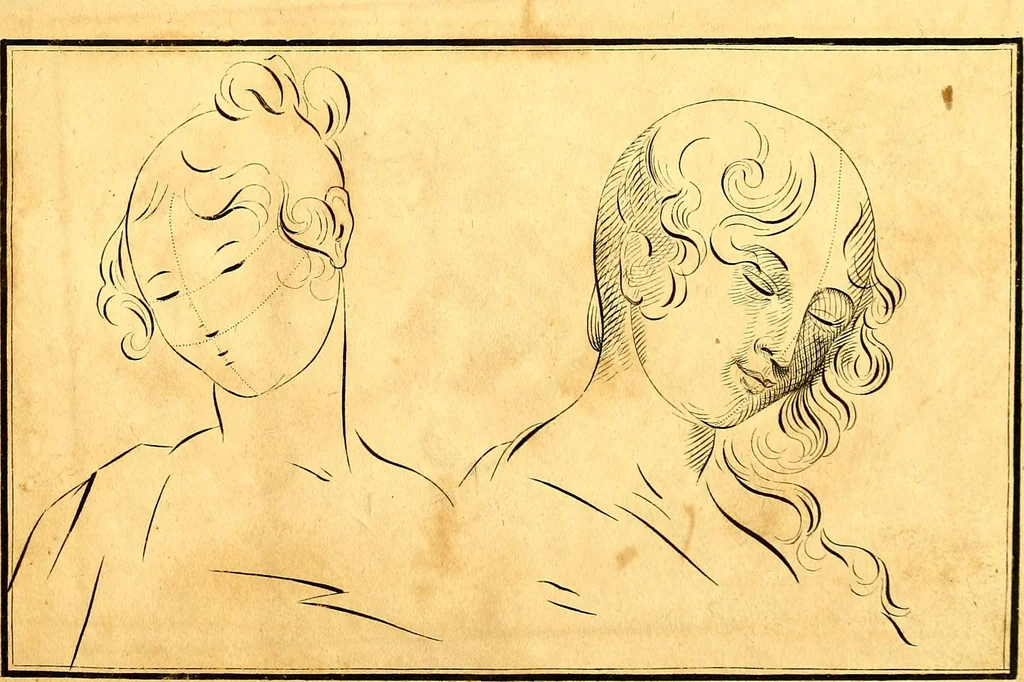 An illustration from Elements of drawing exemplified in a variety of figures and sketches of parts of the human form, 1814, leaf 20