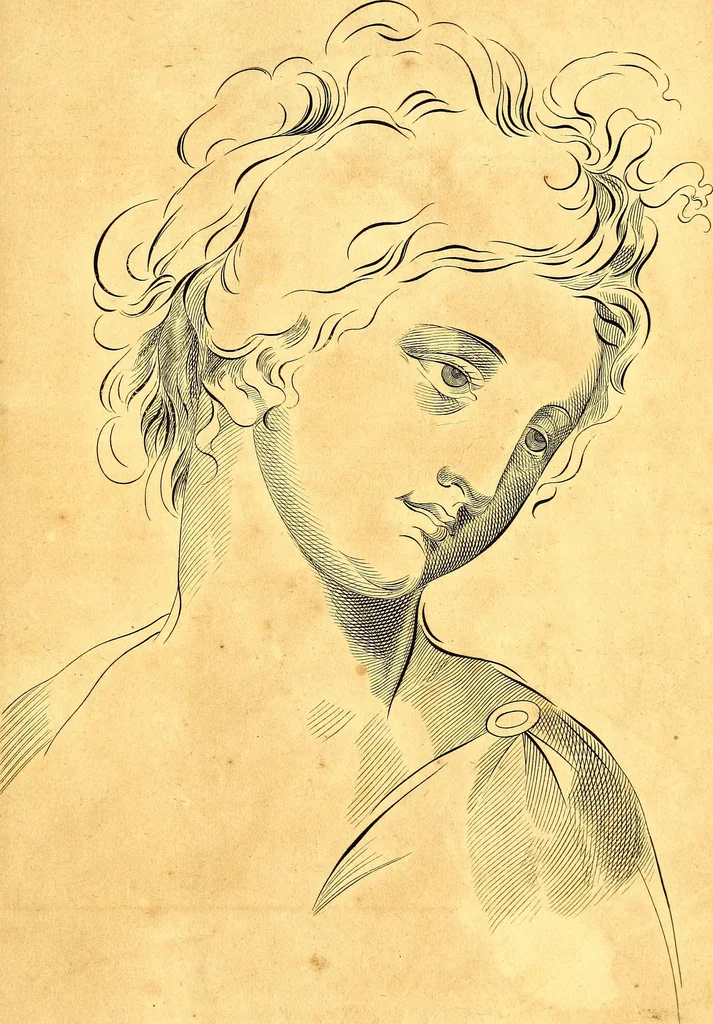 An illustration from Elements of drawing exemplified in a variety of figures and sketches of parts of the human form, 1814, leaf 38