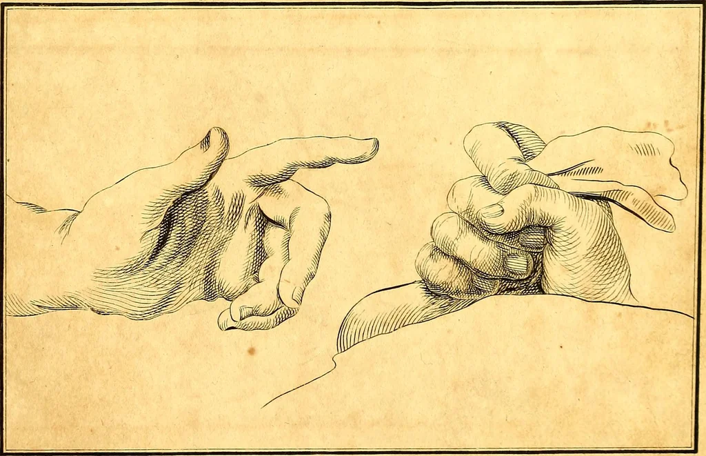 An illustration from Elements of drawing exemplified in a variety of figures and sketches of parts of the human form, 1814, leaf 48