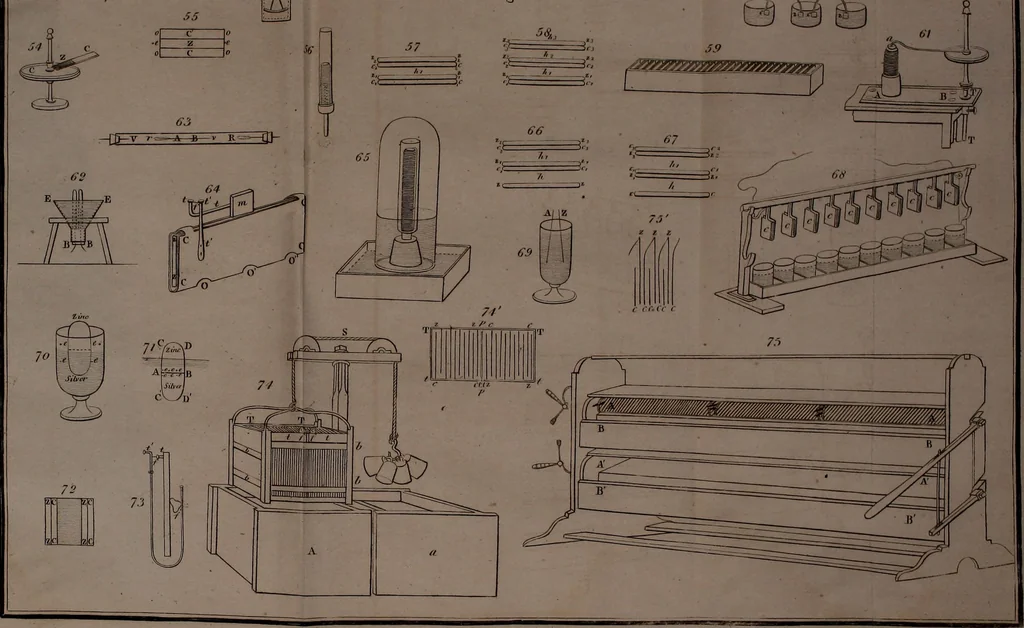 An illustration from Elements of electricity, magnetism, and electro-dynamics, 1839, leaf 398