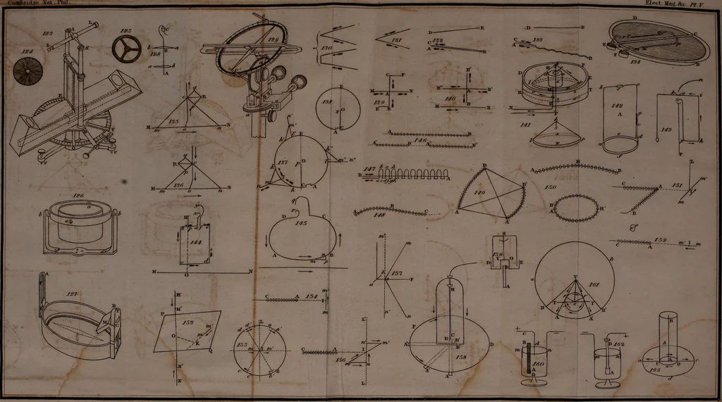 An illustration from Elements of electricity, magnetism, and electro-dynamics, 1839, leaf 410