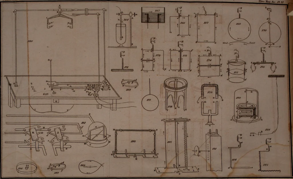 An illustration from Elements of electricity, magnetism, and electro-dynamics, 1839, leaf 414