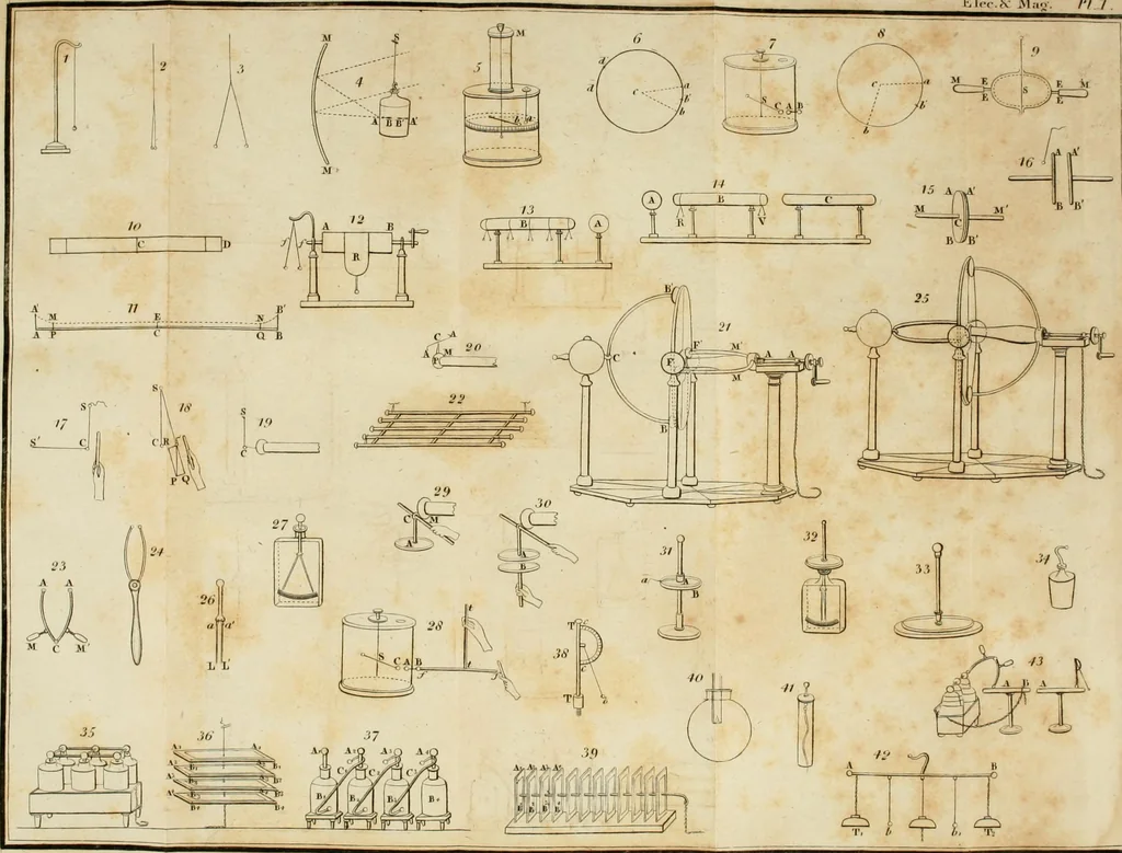 An illustration from Elements of electricity, magnetism, and electro-magnetism : embracing the late discoveries and improvements : digested into the form of a treatise, being the second part of a course of natural philosophy : compiled for the use of the students of the University at Cambridge, New England, 1826, leaf 410