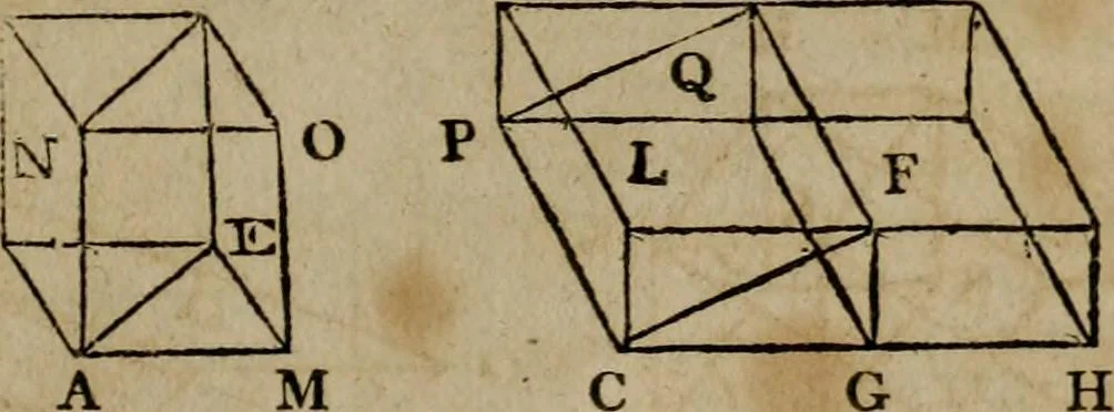 An illustration from The Elements of Euclid : viz. the first six books, together with the eleventh and twelfth : the errors, by which Theon, or others, have long ago vitiated these books, are corrected, and some of Euclid's demonstrations are restored : also, the book of Euclid's Data, in like manner corrected, 1806, leaf 237