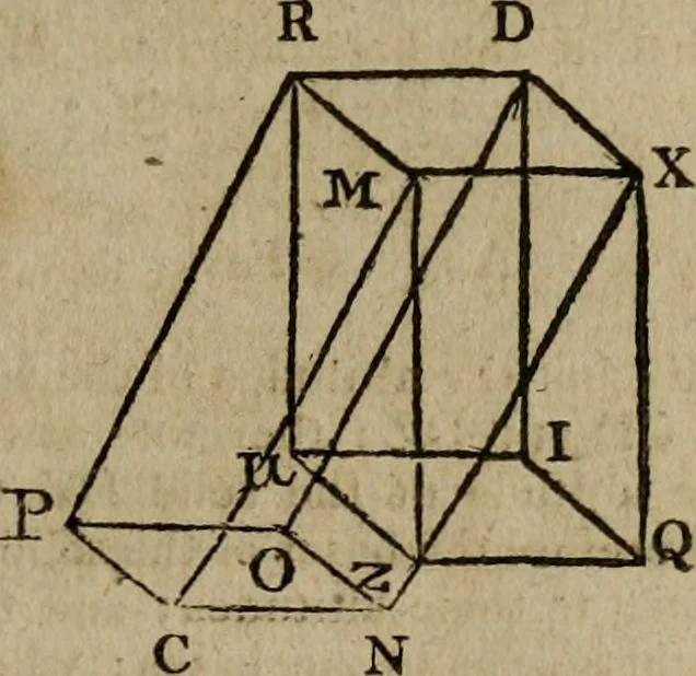 An illustration from The Elements of Euclid : viz. the first six books, together with the eleventh and twelfth : the errors, by which Theon, or others, have long ago vitiated these books, are corrected, and some of Euclid's demonstrations are restored : also, the book of Euclid's Data, in like manner corrected, 1806, leaf 243
