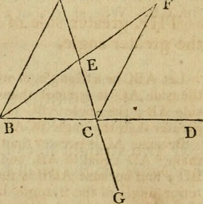 An illustration from The Elements of Euclid : viz. the first six books, together with the eleventh and twelfth : the errors, by which Theon, or others, have long ago vitiated these books, are corrected, and some of Euclid's demonstrations are restored : also, the book of Euclid's Data, in like manner corrected, 1806, leaf 28