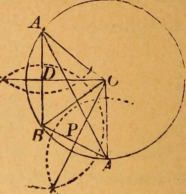 An illustration from Elements of geometry and trigonometry, 1886, leaf 65