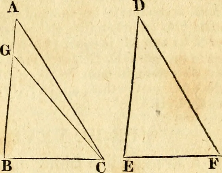 An illustration from Elements of geometry : containing the first six books of Euclid, with a supplement on the quadrature of the circle, and the geometry of solids : to which are added, Elements of plane and spherical geometry, 1826, leaf 34