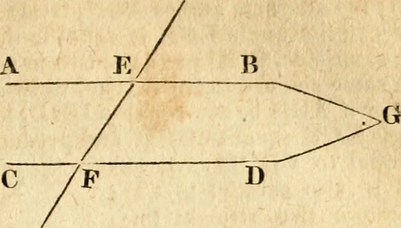 An illustration from Elements of geometry : containing the first six books of Euclid, with a supplement on the quadrature of the circle, and the geometry of solids : to which are added, Elements of plane and spherical geometry, 1826, leaf 36