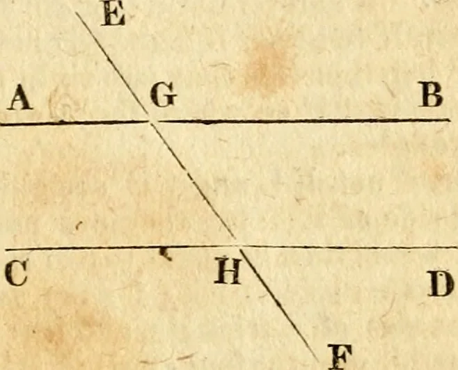 An illustration from Elements of geometry : containing the first six books of Euclid, with a supplement on the quadrature of the circle, and the geometry of solids : to which are added, Elements of plane and spherical geometry, 1826, leaf 36