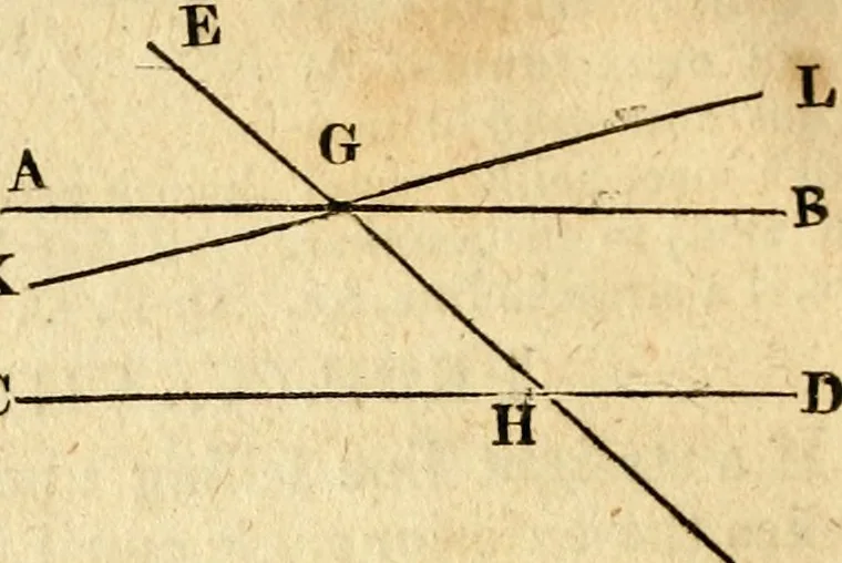 An illustration from Elements of geometry : containing the first six books of Euclid, with a supplement on the quadrature of the circle, and the geometry of solids : to which are added, Elements of plane and spherical geometry, 1826, leaf 37