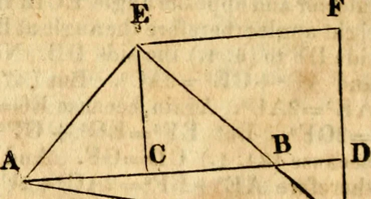 An illustration from Elements of geometry : containing the first six books of Euclid, with a supplement on the quadrature of the circle, and the geometry of solids : to which are added, Elements of plane and spherical geometry, 1826, leaf 57