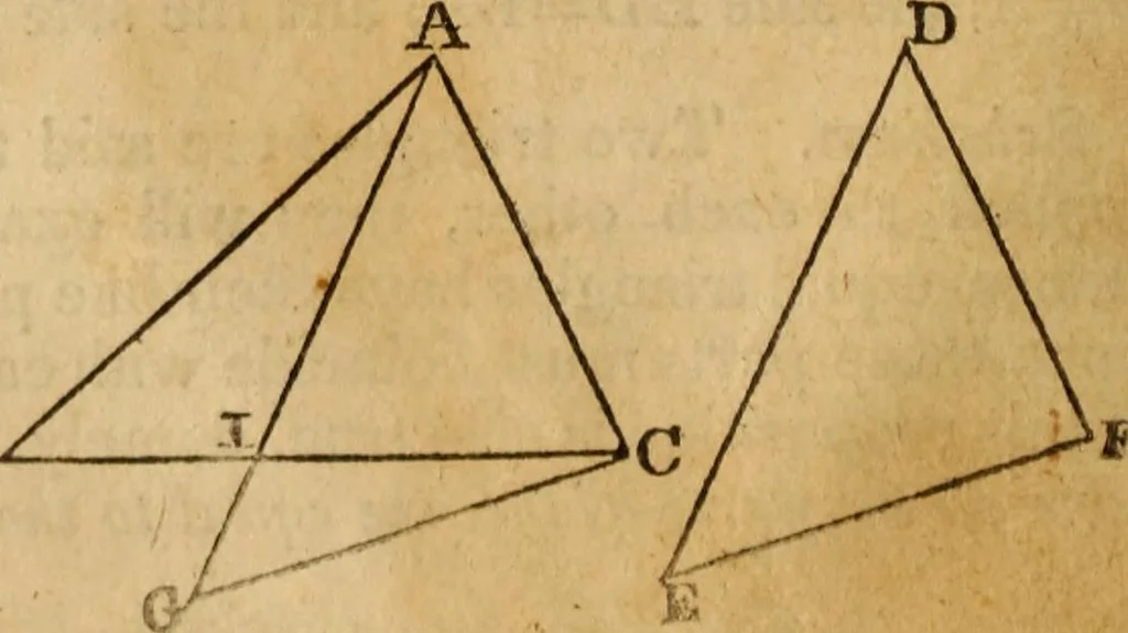 An illustration from Elements of geometry and trigonometry, 1835, leaf 18