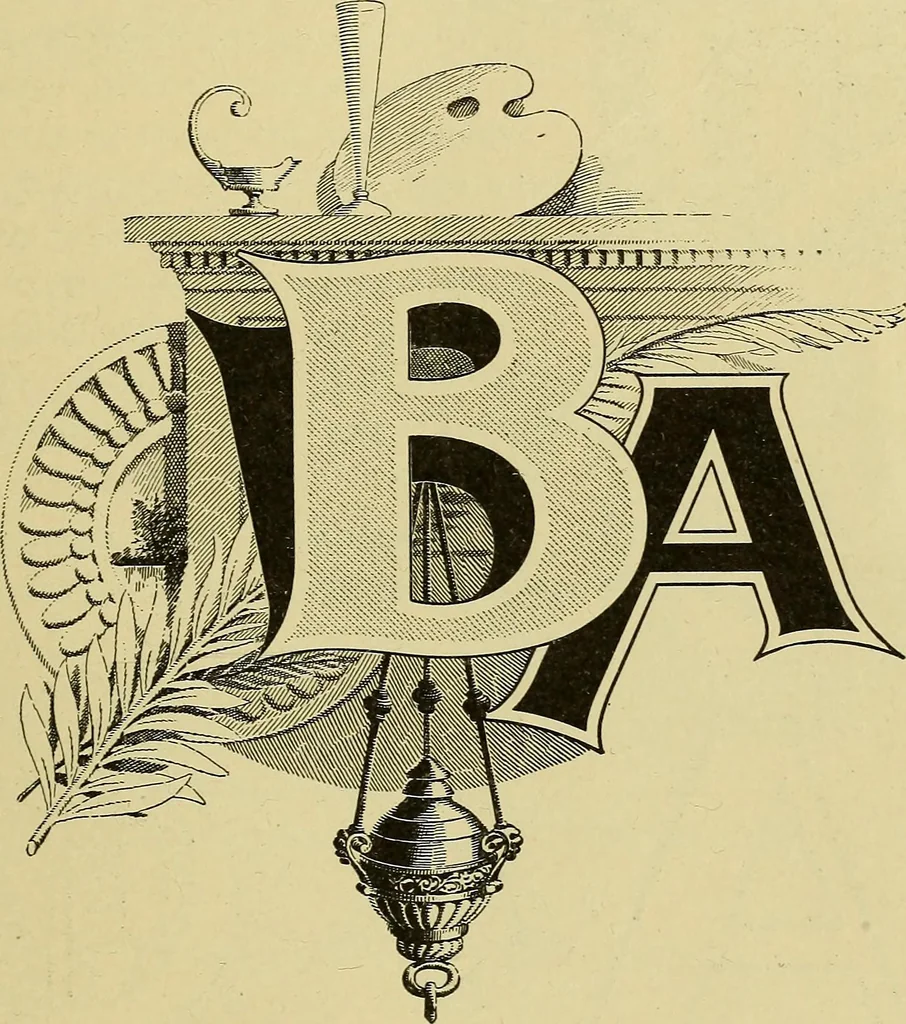 An illustration from Elements of lettering ... A treatise on the history, classification, and practical application of the various styles of letters of the alphabet, 1899, leaf 47