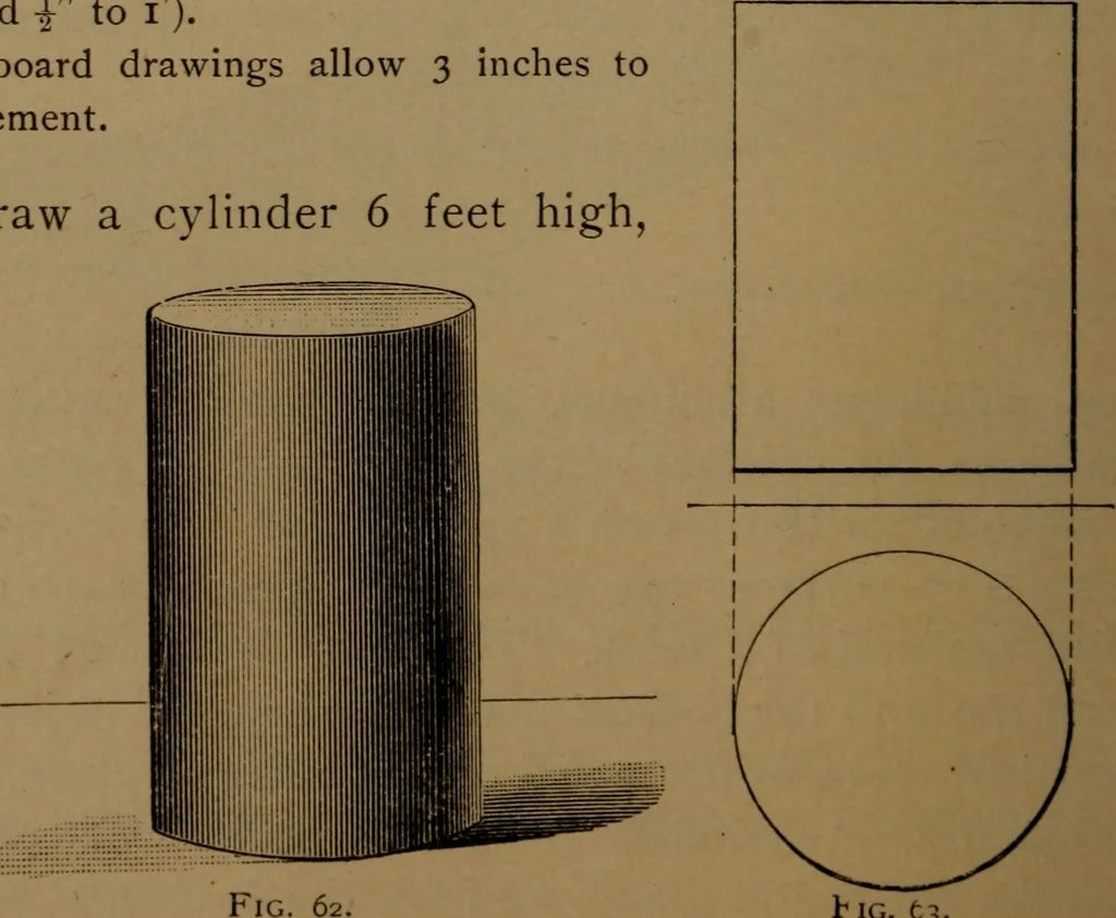 An illustration from Elements of mechanical drawing, 1893, leaf 45
